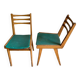 Vintage chairs 1950s/60s wood seat duck green fabric
