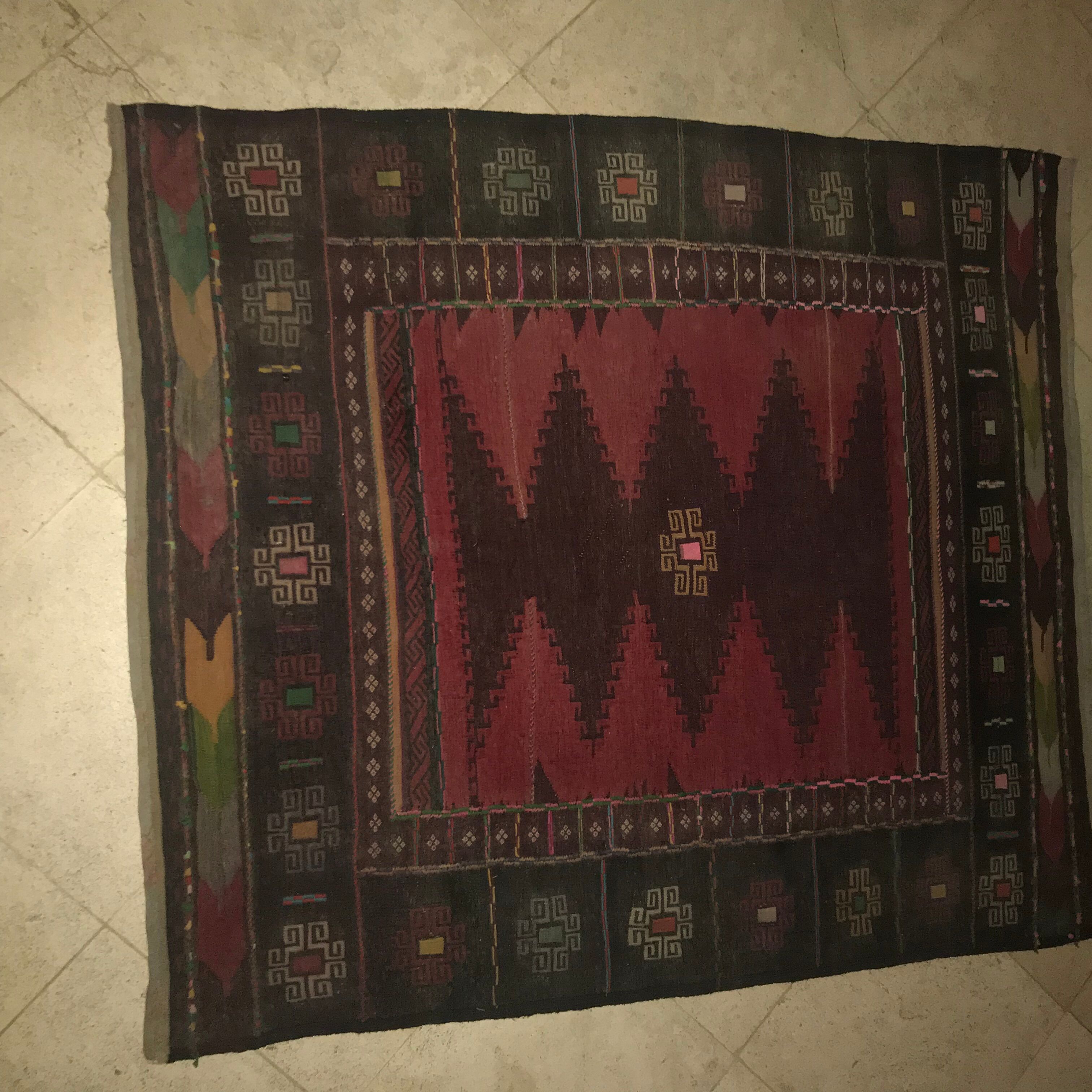 Old kilim carpet 128 x 148 cm