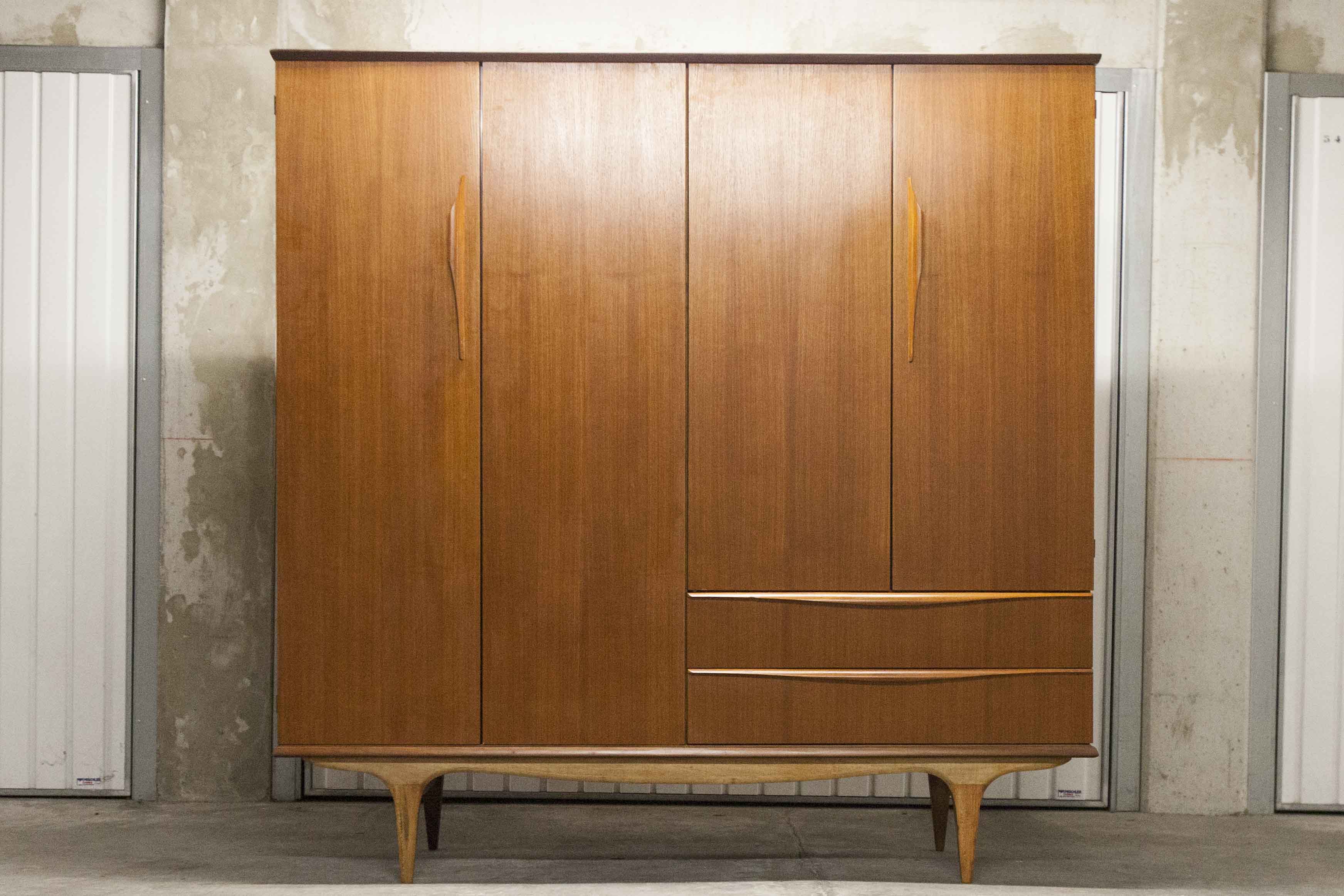 Scandinavian teak cabinet 1960 with mounting plan