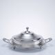 Rare vintage oriental covered serving dish in silver-plated metal, mid-20th century.