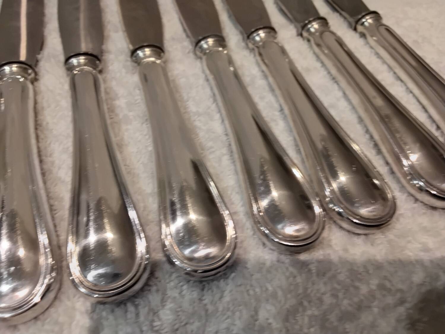 11 table knives with 800 silver handles, Swiss goldsmith Jezler filet