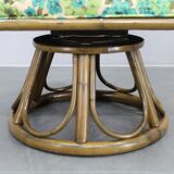 1980s Set of Four Rattan Armchairs with Fabric Pillows
