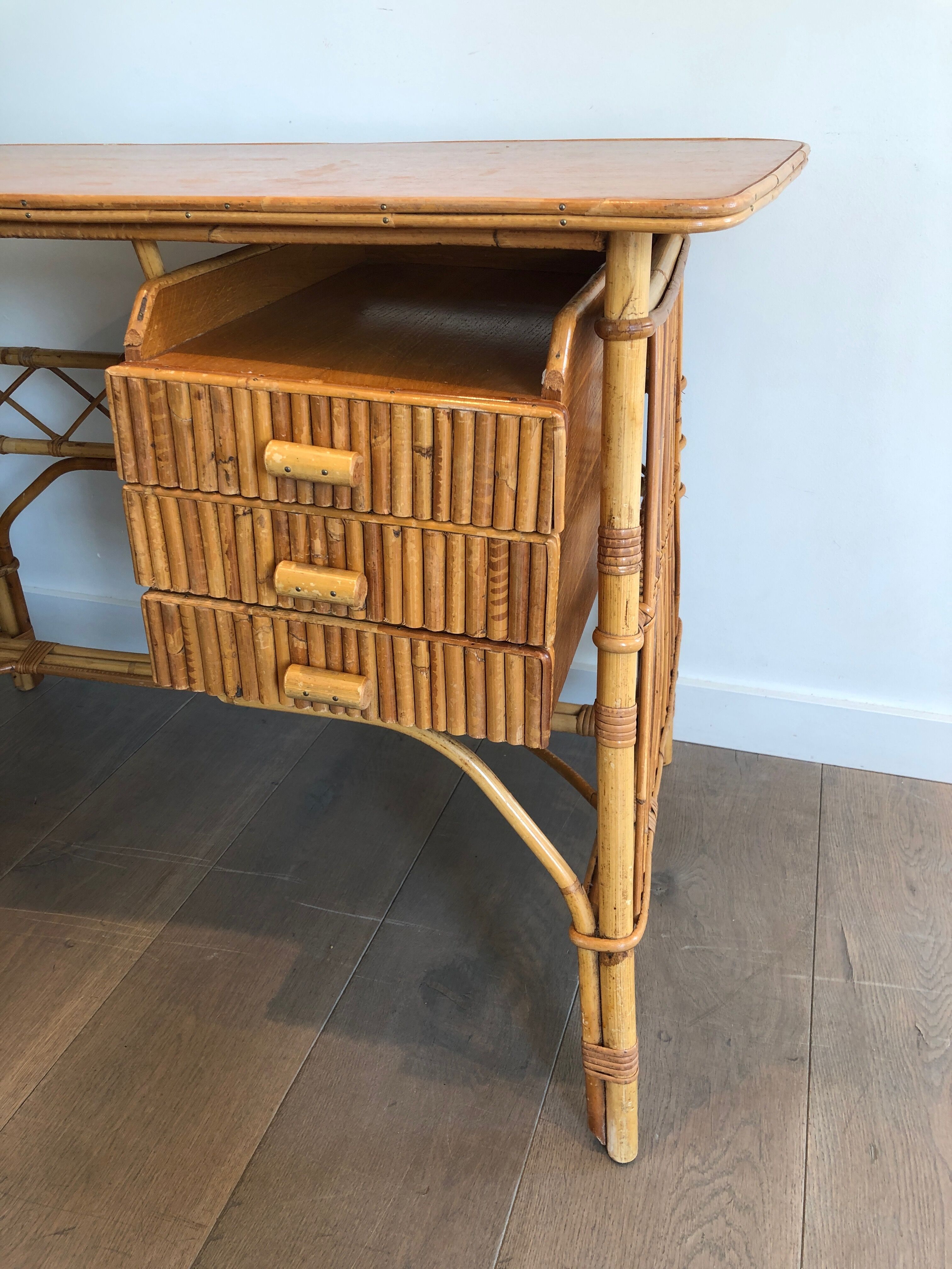Rattan desk around 1970