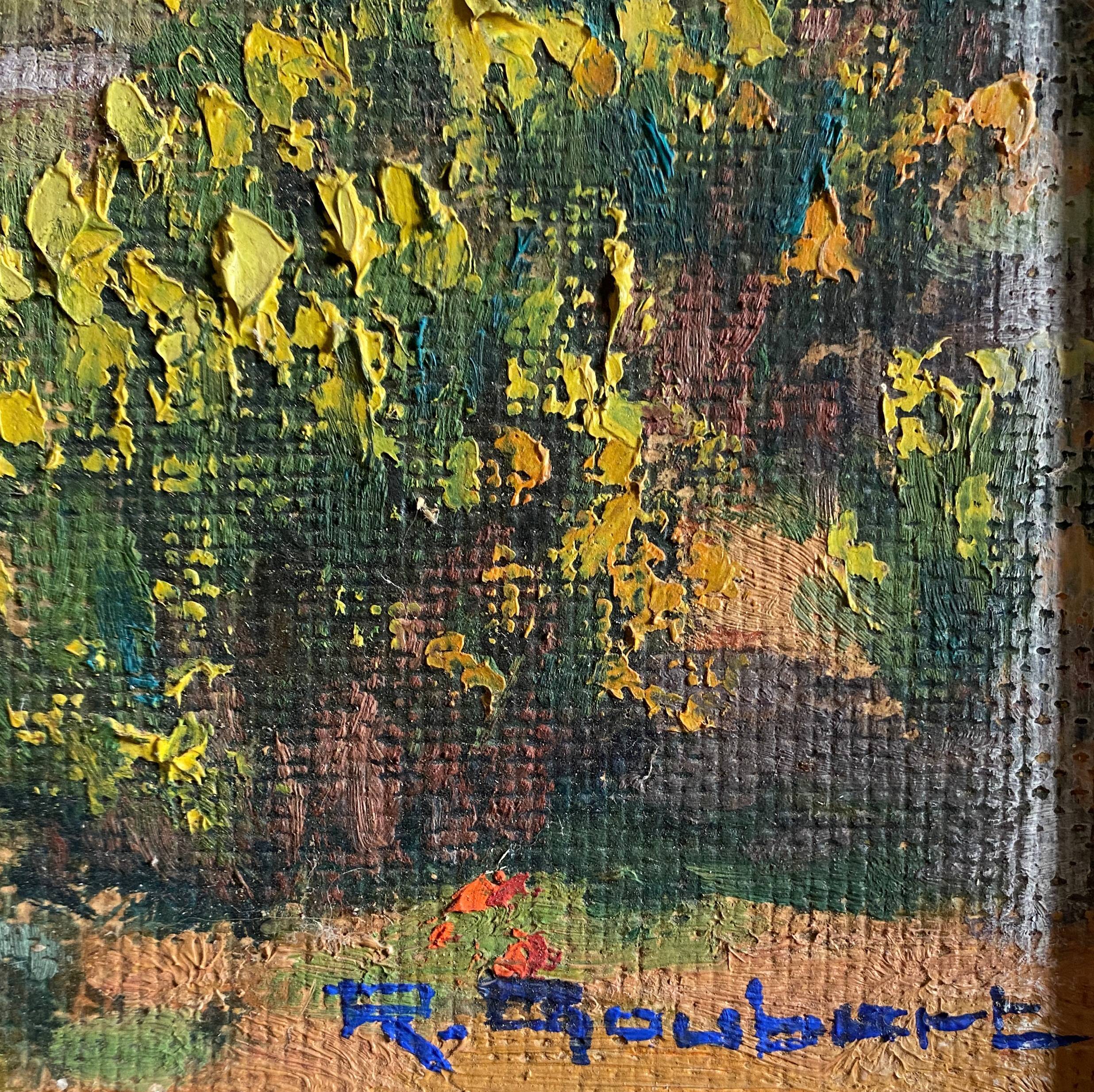 HSP Landscape painting with "Olive trees and broom" by Raymond Goubert + frame