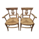 Pair of antique lyre-shaped armchairs – woven straw seats
