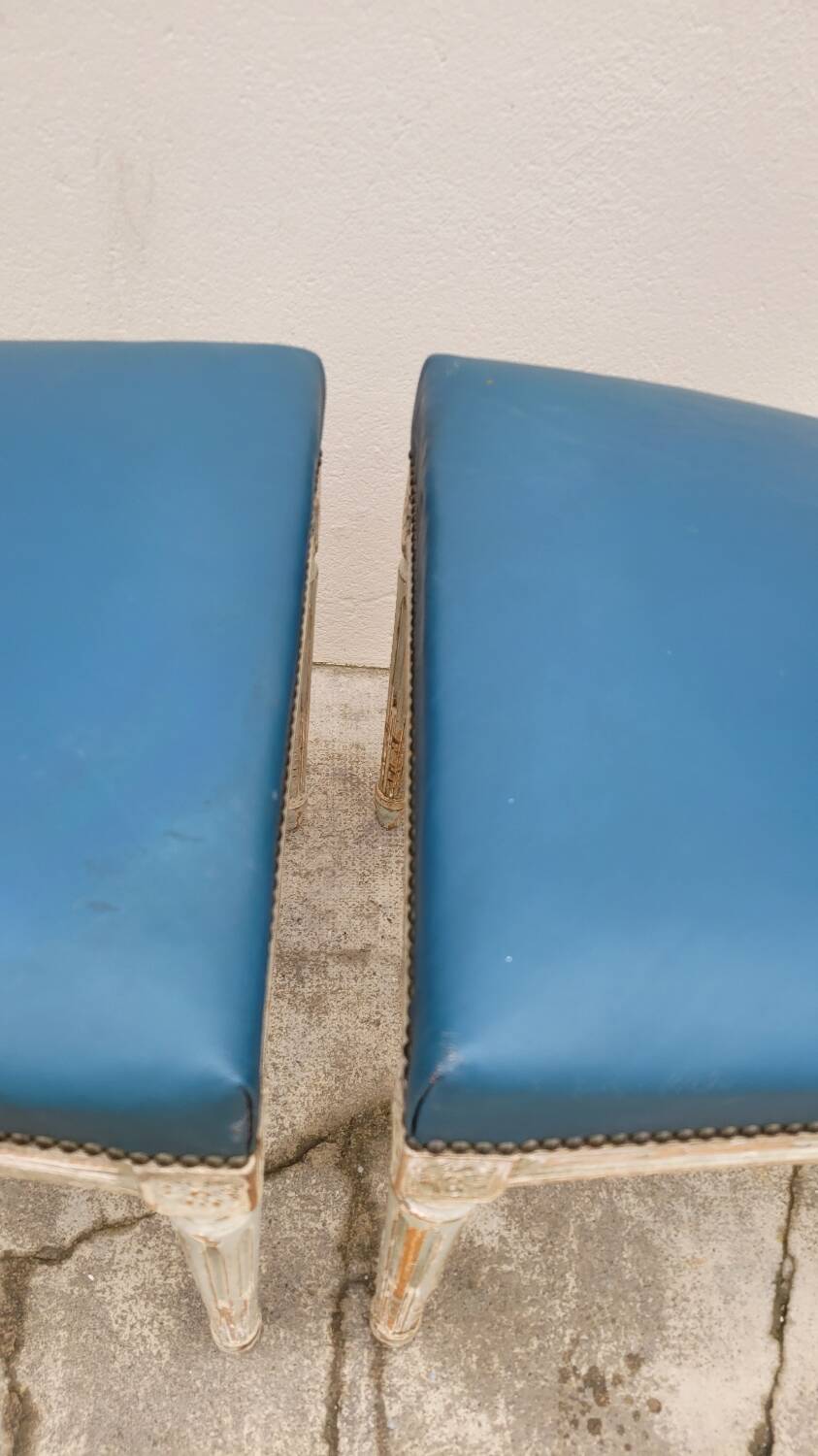 Pair of antique Louis XVI style chairs with patina