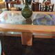 table basse vintage en chêne massif double plateteau verre