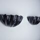 Pair of shell wall lights, black ceramic, Italy, 1970
