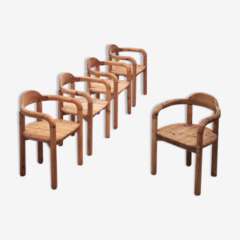 Série de 5 chaises scandinaves en pin