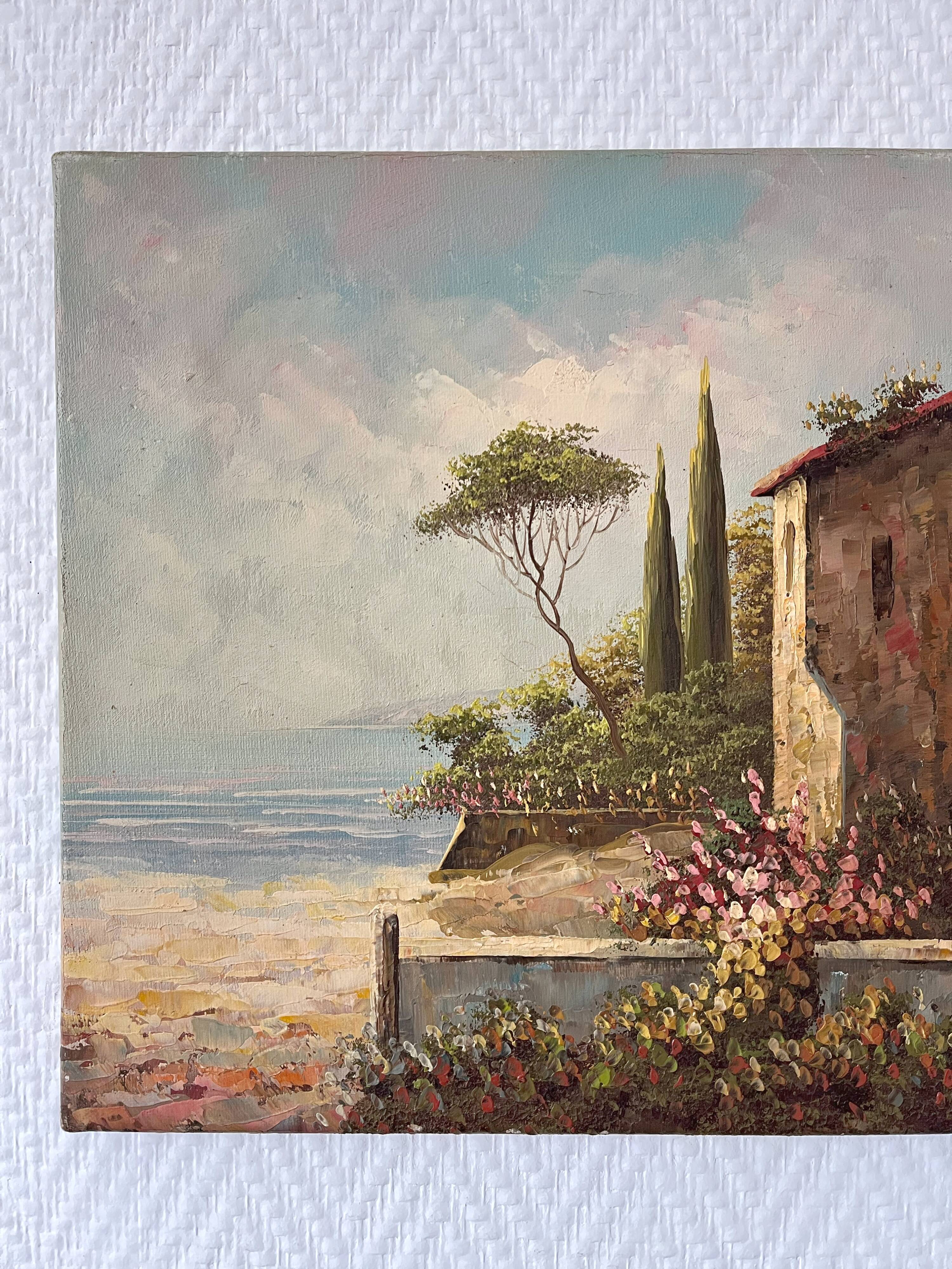 Oil painting on canvas landscape signed Rossini