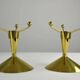 Pair of Brass & Green Glass Candleholders — Gunnar Ander for Ystad-Metall, Sweden, 1960s