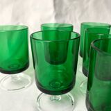 Lot de six verres de couleur verte
