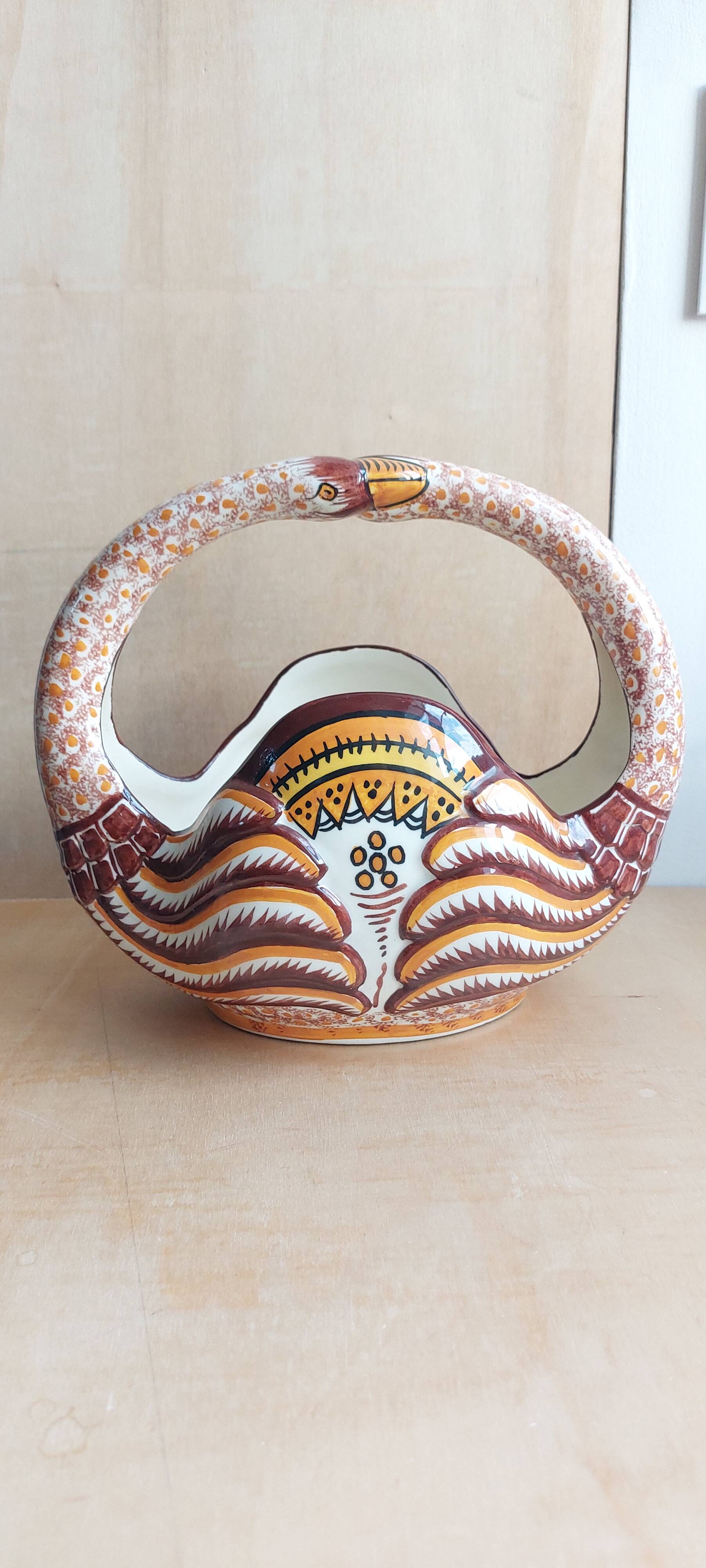 Vintage earthenware basket for Henriot Quimper