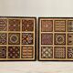 Duo of panels Imigongo carved wood Rwanda 1970