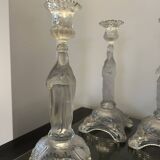 3 bougeoirs en verre transparent