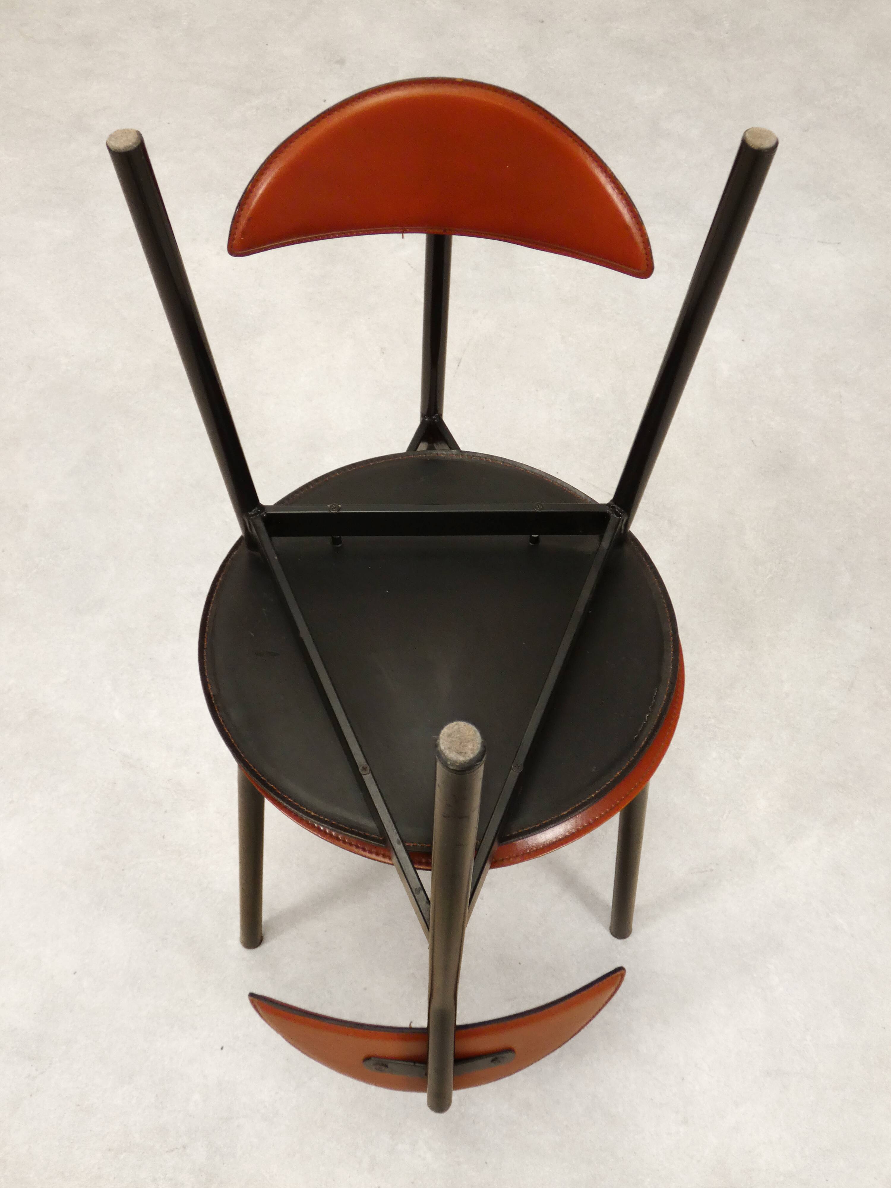 Set of 5 Linea Veam leather tripod chairs
