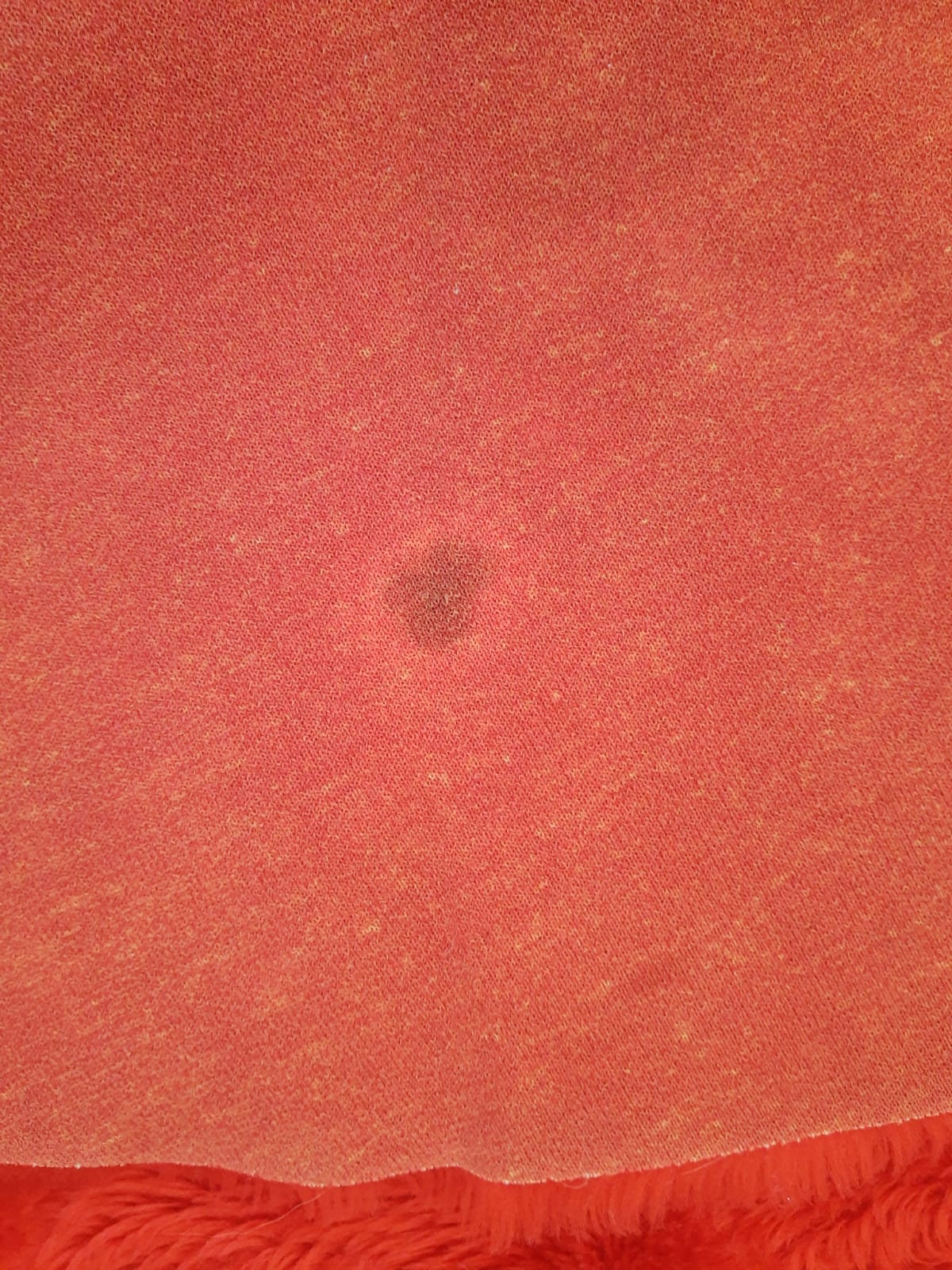 Round carpet in red moumoute style pelfran diameter 130cm vintage