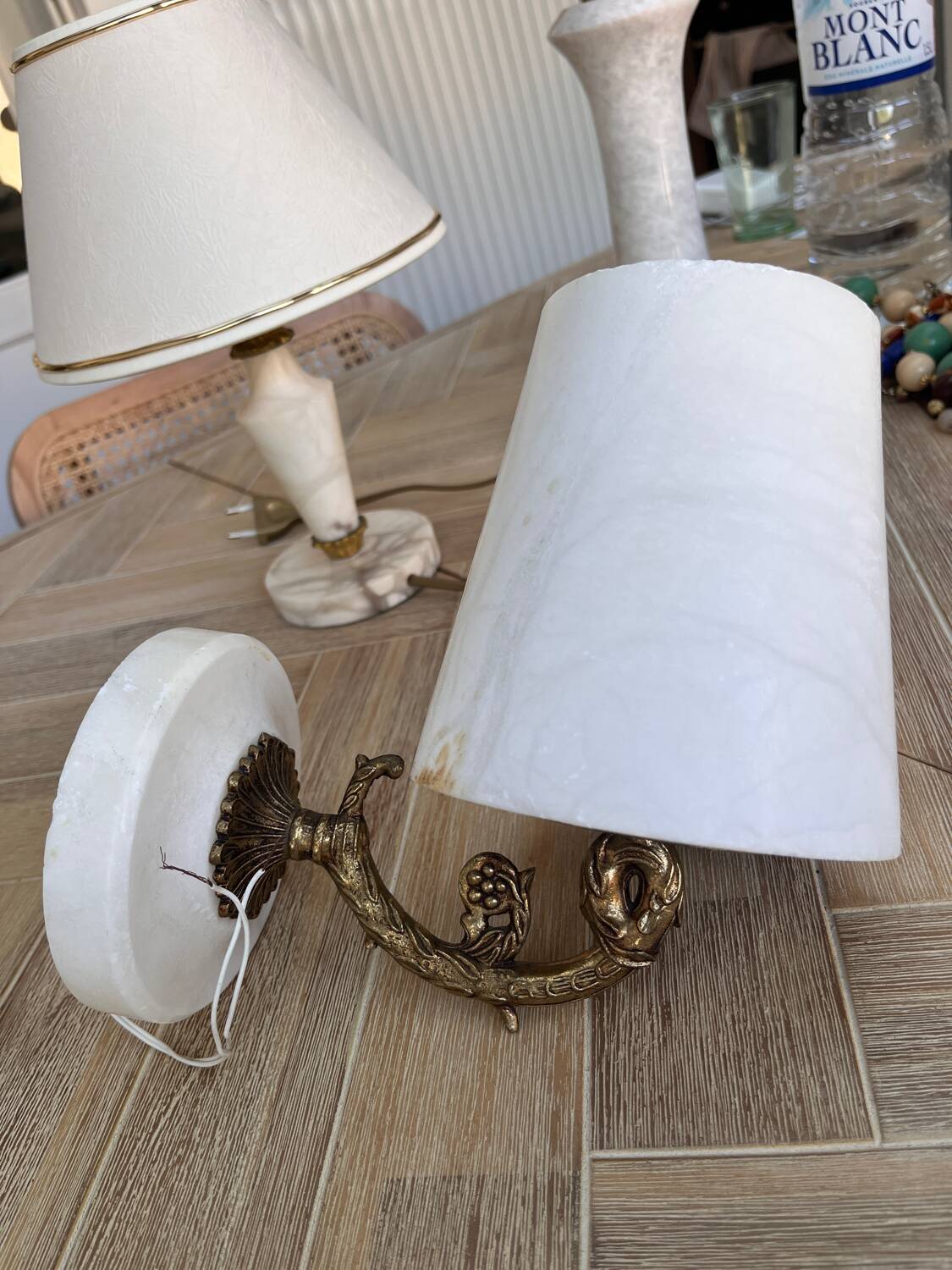Pair of marble wall lights
