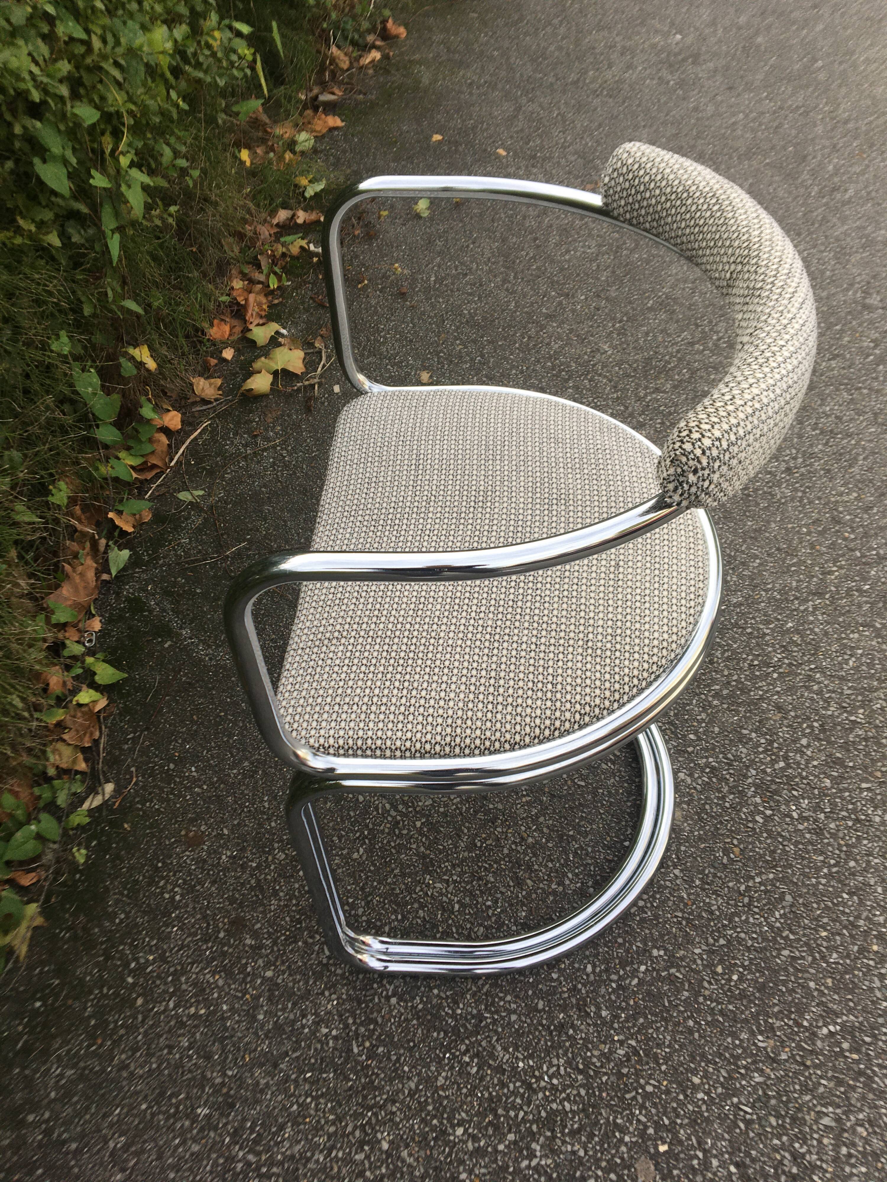 Chrome steel tube chair and fabric, 1970s