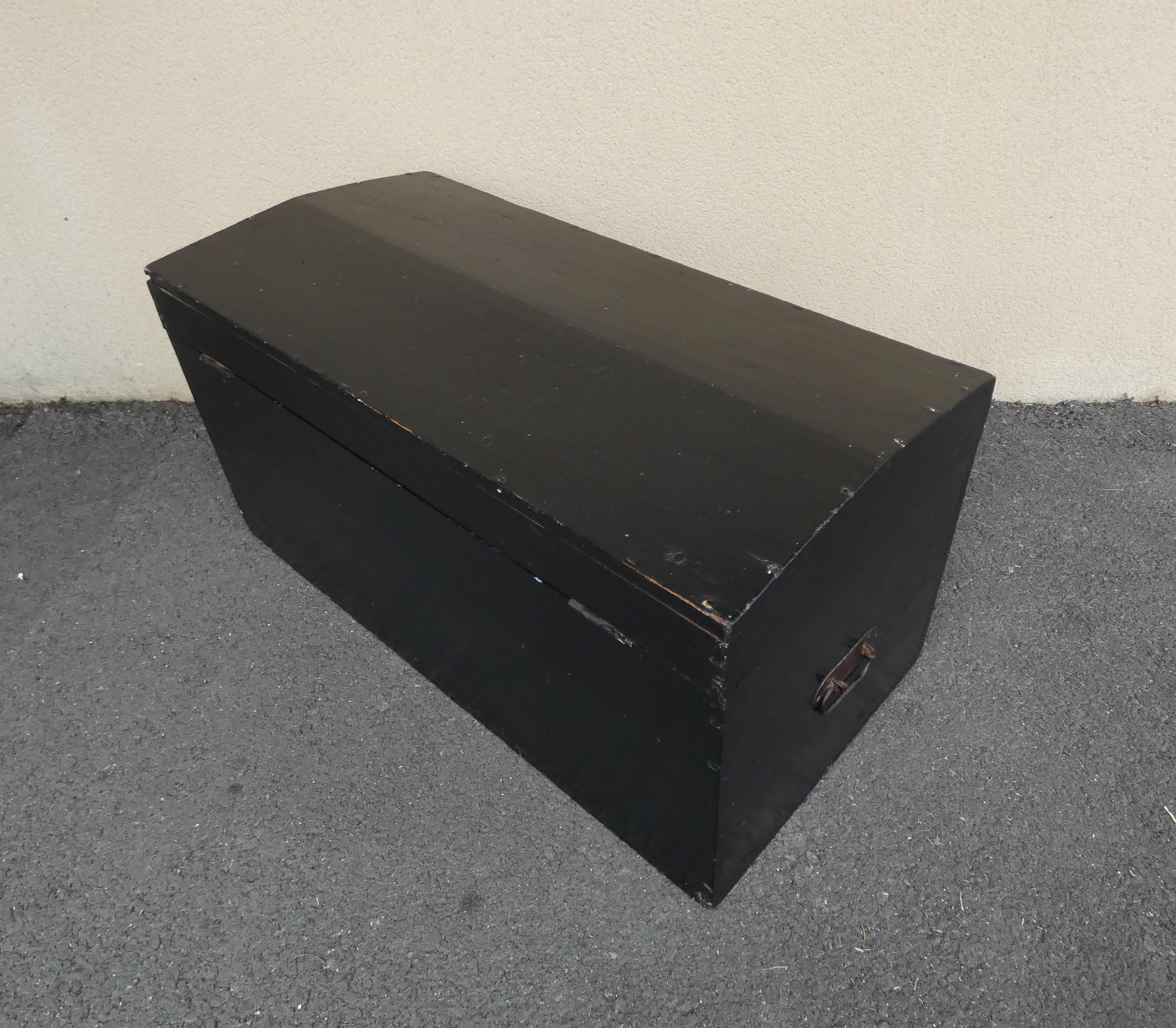 Old blackened wooden chest 19th