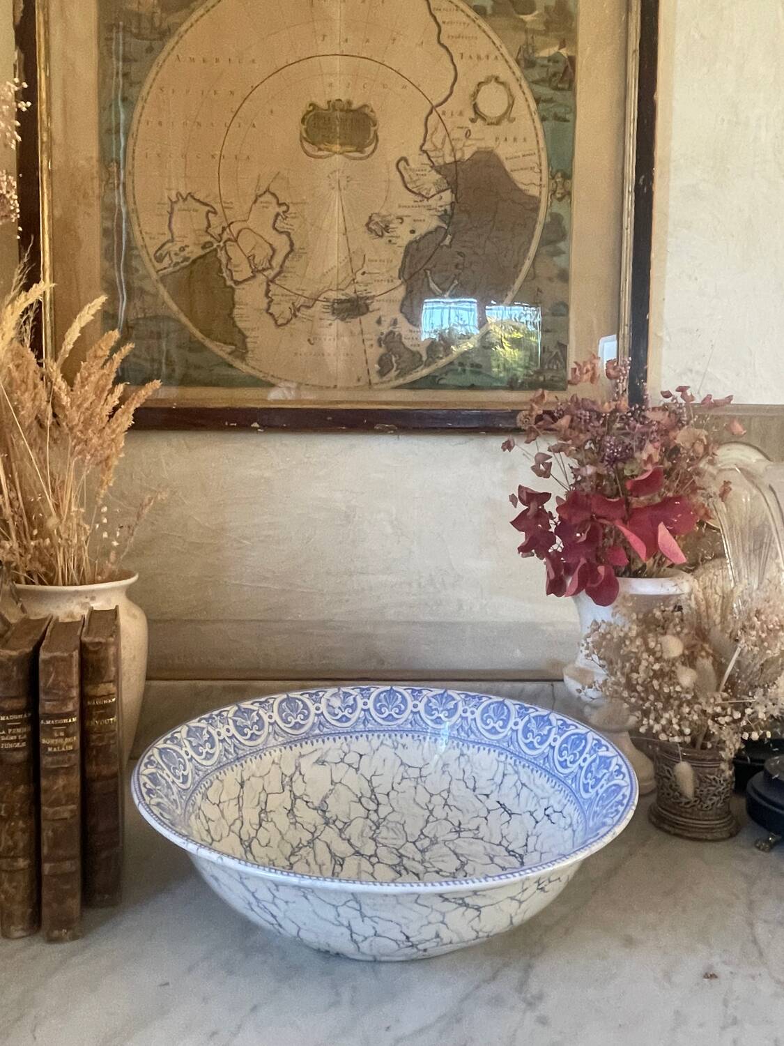 Old hollow iron earth dish J.Vieillard