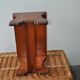 Vintage brown-stained pine stool, rustic/industrial style, 1960s.