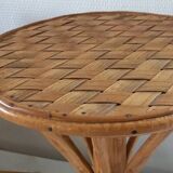 Pair of vintage bamboo and chestnut side tables by Pascal Raffier.