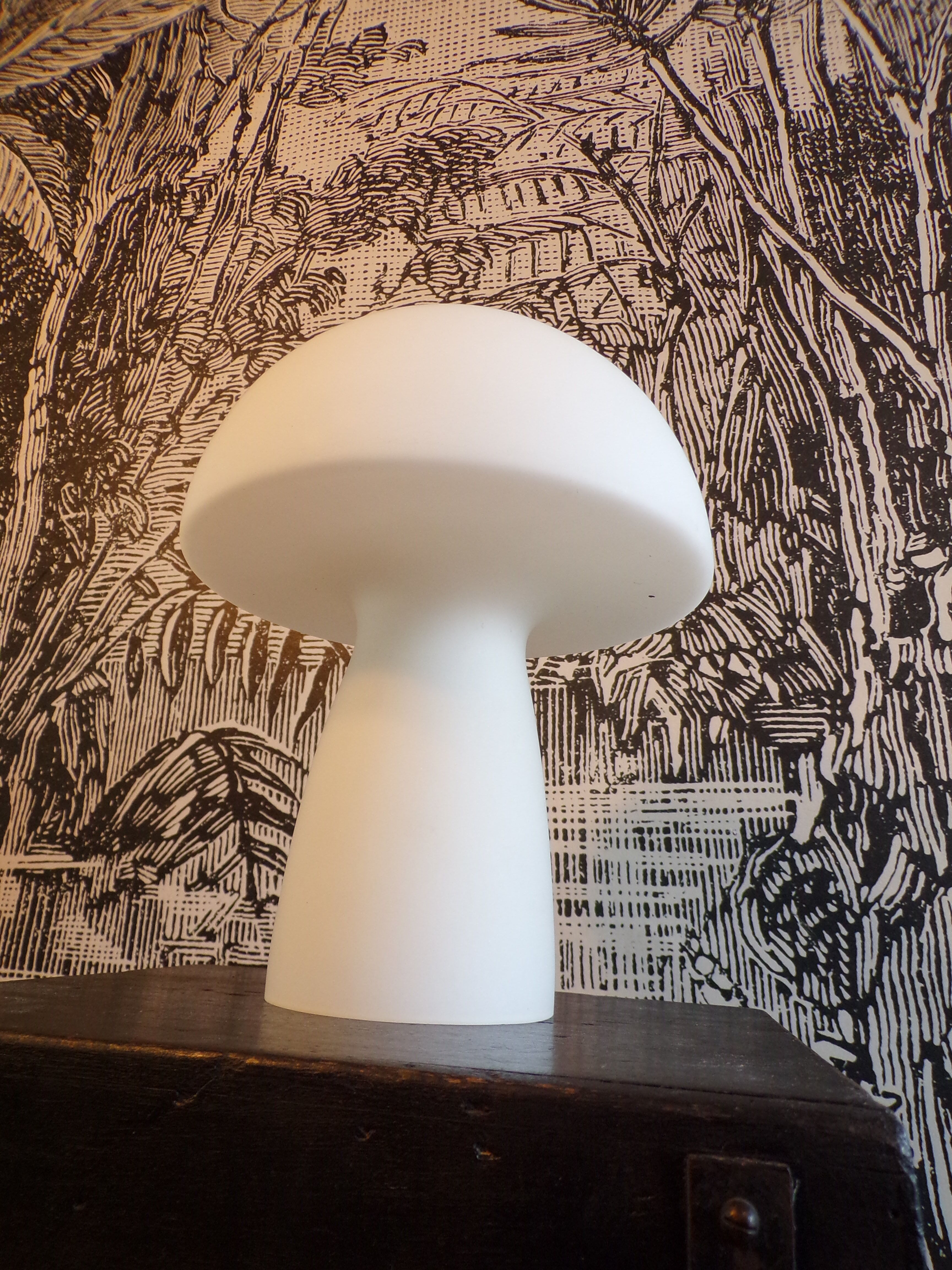 Frosted opaline mushroom lamp