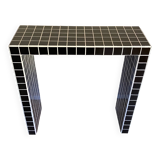 Console tile black mosaic and white joint