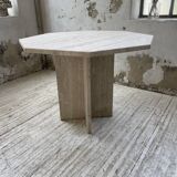 Octagonal travertine coffee table