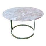 Round marble table with chrome base.