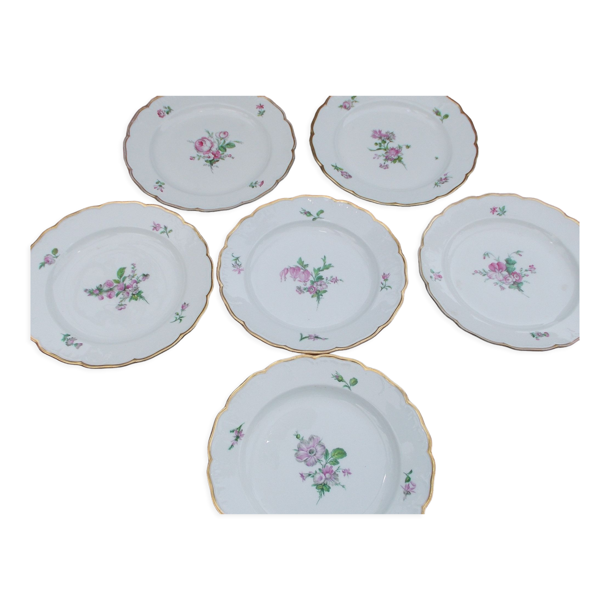 6 flat plates antique porcelain KPM Berlin