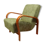Fauteuil Art déco en jacquard géométrique vert par Kropacek Kozelek 1950