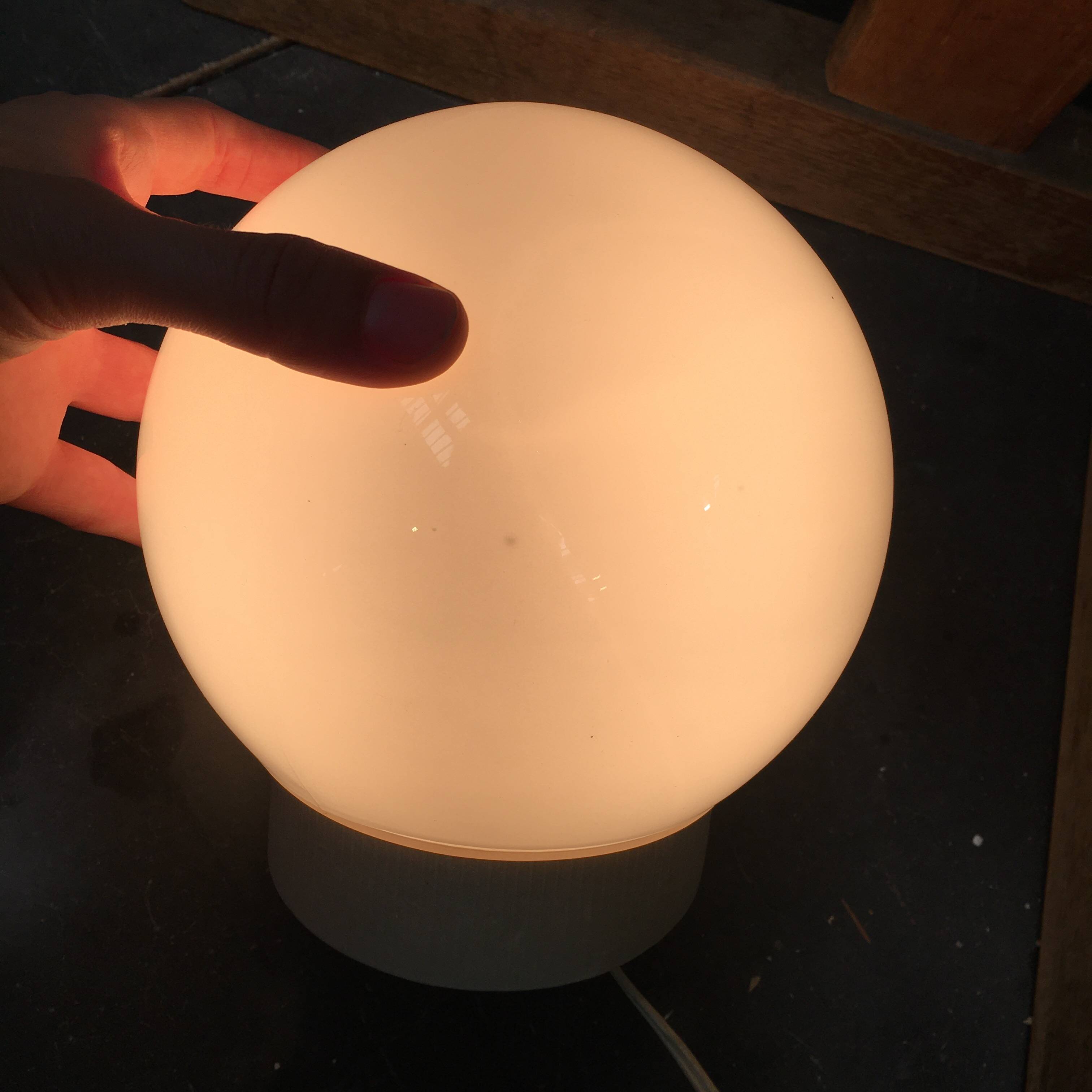 Bauhaus style wall lamp with opaline globe