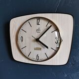 Vintage formica clock silent trapeze wall clock "Maple Electric Japy"
