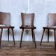 Trio of vintage retro Dove Baumann chairs 1960