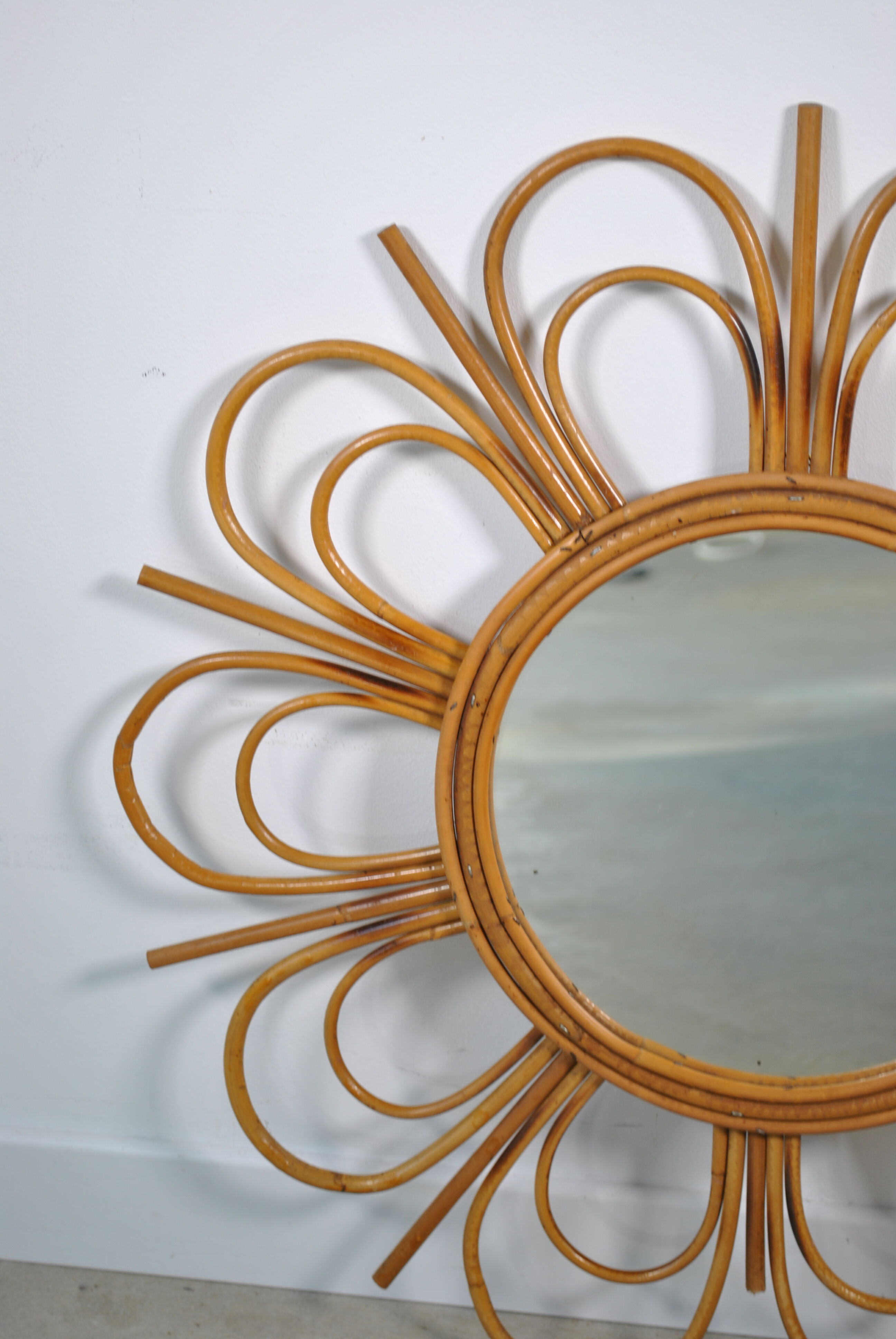 Rattan mirror 1960 58cm