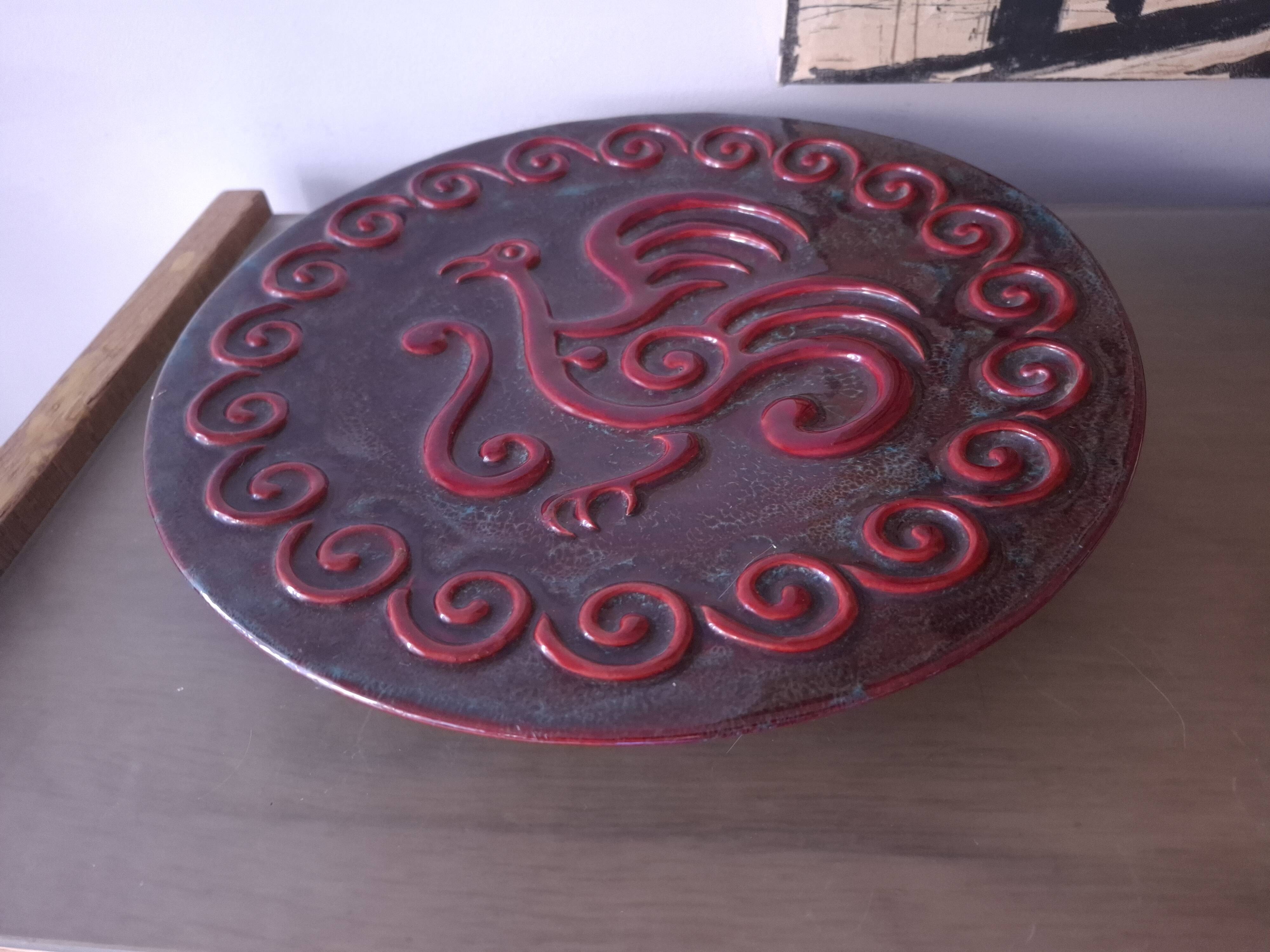 Ceramique annees 50's decor d'oiseau