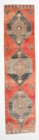 Terracotta Red Geometric Style Vintage Runner Rug, 83x350 Cm