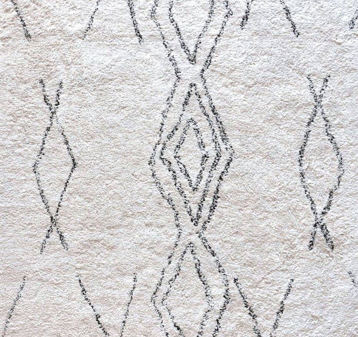 Round Berber rug 160 cm black pattern