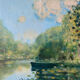 Tableau HSP : "Petit coin de rivière avec barque" début XX° monogrammé