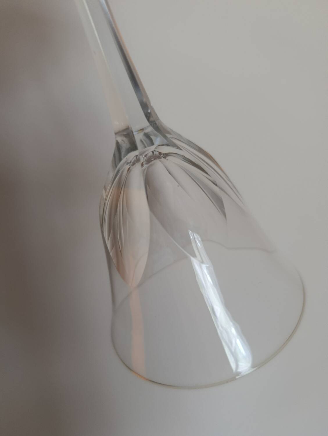 6 crystal water/wine glasses with flat ribs, vintage