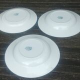 Set of three iron earthenware plates from the St Amandinoise earthenware factory, lily of the valley model.