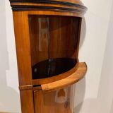 Biedermeier Corner Cabinet, Cherry Veneer, Ebony Inlay, South Germany circa 1820