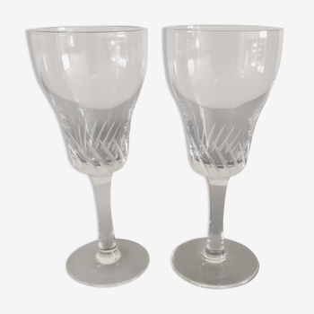 Pair of vintage footed crystal glasses