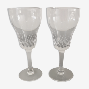 Paire de verres en cristal a pieds vintage