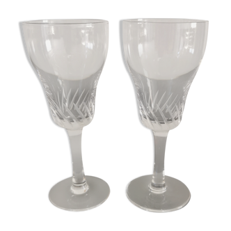 Pair of vintage footed crystal glasses