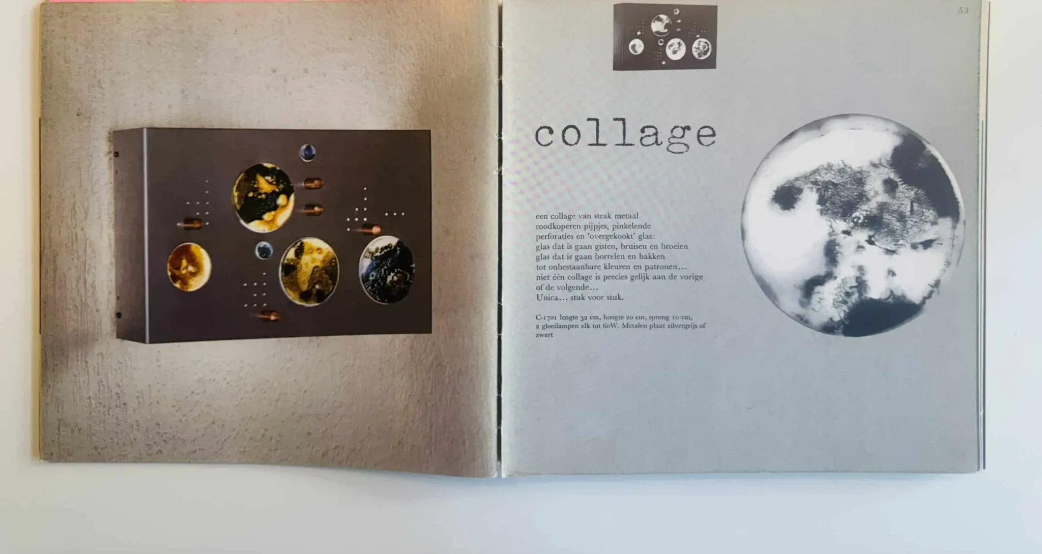 C-1701 Collage Wall Lamp By Willem Van Oyen For Raak Amsterdam, The Netherlands 1960S