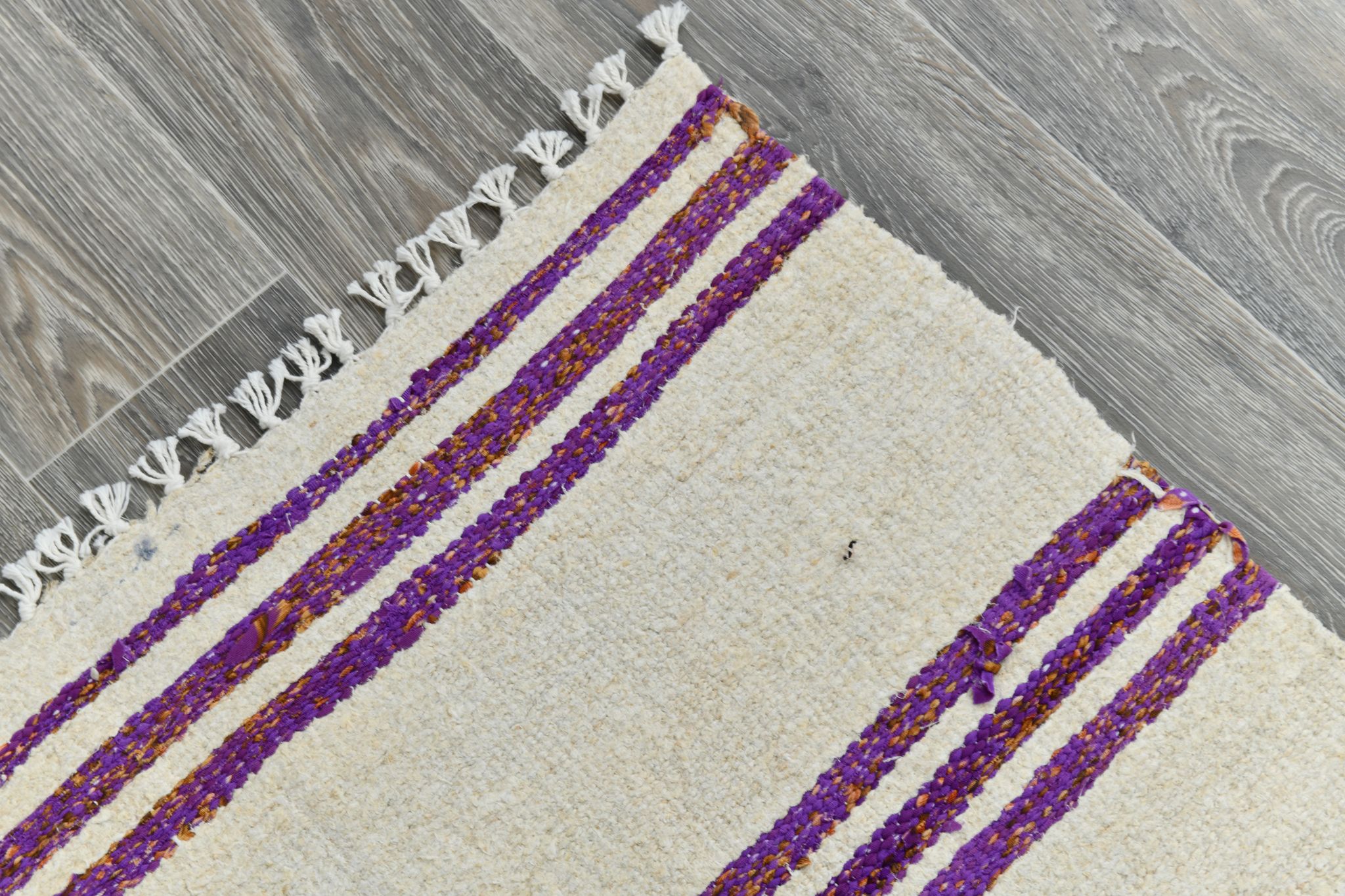 Tapis de chanvre vintage texturé neutre, 168x304cm