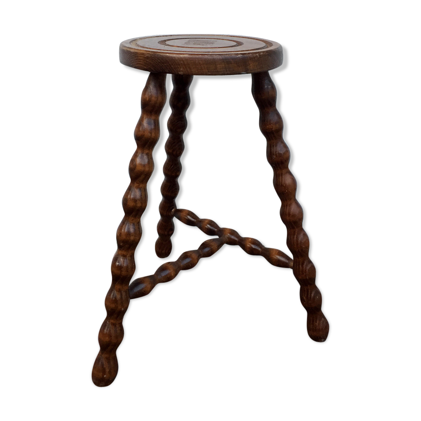 Turned wooden stool